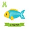 X-ray fish. X letter. Cute children animal alphabet in vector. F