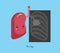 X-ray of human lung cancer, cartoon