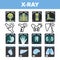 X-ray Icon Set Vector. Radiology Scan. Broken Human Bone. Medical Symbol. Fracture Structure. Health Hospital Medicine