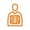 X-ray icon, skeleton, Patient, radiology, x ray, orange color