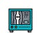 X-ray, medical examination flat color line icon.