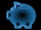 X ray piggy bank isolated on black