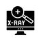 x-ray radiology researching on computer screen glyph icon vector illustration