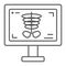 X-ray thin line icon, medicine and bone, skeleton sign, vector graphics, a linear pattern on a white background.