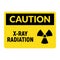 X ray warning radiation caution sign. X ray alert risk area prohibition symbol radioactivity