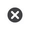 X, remove flat icon. Round simple button, circular vector sign.