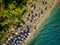 (4K) Diagonal Drone shot of Makris Gialos beach, Kefalonia, Cephalonia, Greece