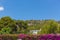 Xabia Spain view to the hillside including beautiful bougainvillea flowers
