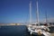 Xania, Crete, Greece October 01 2018 Panoramic view of the Venetian harbor with its ancient lighthouse and sailing vessels