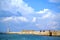 Xania, Crete, October 01 2018 Tourists of various nationalities visit the walls, the lighthouse and the fortresses of the Venetian