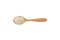 Xanthan Gum Powder in wooden spoon on white background. Food additive E415. Binding agent, Gluten free ingredient. Texture