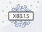 XBB.1.5 in the sign. Coronovirus with spike proteins of a different color symbolizing mutations.