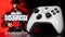 Xbox Series S Robot White Controller with Call of Duty Modern Warfare III game blurred in the background