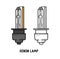 Xenon arc lamp, electric light bulb for car headlights icon in doodle style