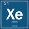 Xenon chemical element, blue square symbol