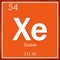 Xenon chemical element, orange square symbol