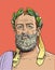 Xenophanes cartoon style portrait, vector