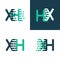 XH letters logo with accent speed green and blue