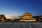 Xi`an, China Landmarks Clock Tower and Traffic Road at night