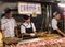 XIAN, CHINA - APRIL 4 2018: Hui muslim prepares street food in f