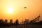 XIAN, CHINA - MARCH 13 2016: People play kite at City Wall of Xi