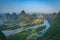 Xianggong Hill viewpoint panorama of Yangshuo landscape