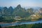 Xianggong Hill viewpoint panorama of Yangshuo landscape