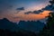 Xianggong Hill viewpoint view of Yangshuo landscape at dusk