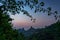 Xianggong Hill viewpoint view of Yangshuo landscape at dusk