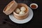 xiaolongbao Chinese steamed bun mantou dumpling on wooden table