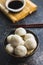 Xiaolongbao, traditional steamed dumplings. Xiao Long Bao buns in bowl