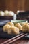 Xiaolongbao, traditional steamed dumplings. Xiao Long Bao buns on cutting board