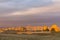 Xinjiang wind erosion landform landscape in sunset