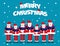 Xmas chorus. Santa singing in christmas festival. Concept vector