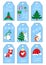 Xmas christmas new year holiday season gift tags set nine gift tags blue color
