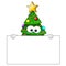 Xmas christmas tree mascot character behind blank banner isolate