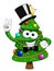 xmas christmas tree mascot character tuxedo top hat smiling isolated