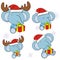 Xmas cute elephant baby cartoon set