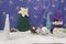 Xmas decorations crafts snow scenary trees sheep snowman