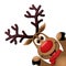 Xmas drawing of funny red nosed reindeer. vector