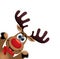 Xmas drawing of funny red nosed reindeer. vector