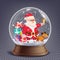 Xmas Empty Snow Globe Vector. Santa Claus Ringing Bell And Smiling. Winter Christmas Design Element. Glass Sphere On A