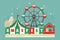 Xmas fest amusement park vector poster