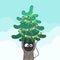 Xmas fir tree with eyes in the hollow. Flat style