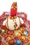 Xmas - Funny white snowman and decoration balls