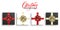 Xmas gift. Gifts with realistic gold and red metallic bows. Christmas and New Year decorations