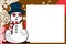 Xmas inlove snow man cartoon expression picture frame background