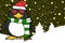 Xmas little inlove penguin cartoon expression santa claus hat background