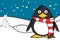 Xmas little sweet penguin cartoon expression santa claus hat background