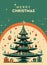 Xmas modern design with Christmas tree, ball, star decoration and gifts boxes. Christmas card, poster, holiday cover or